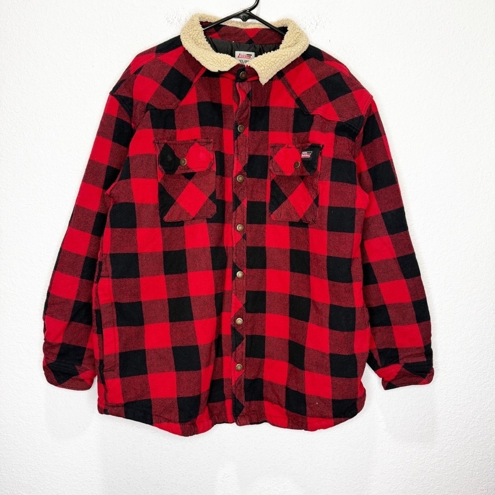 Dickies Buffalo Twill Shirt Chore Barn Coat Jacket Sherpa Collar XL Quilted